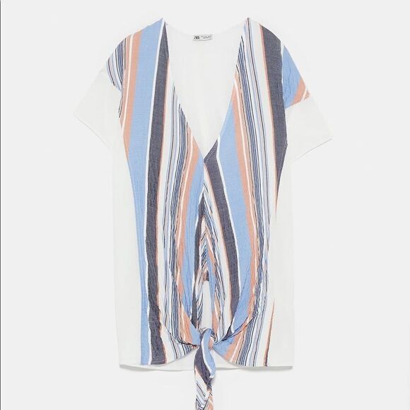 ✨ZARA STRIPED T-SHIRT WITH KNOT✨ - Picture 6 of 6